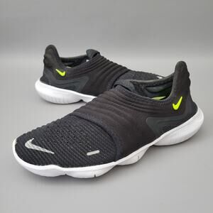 Nike Free Run Flyknit 3.0 Running Shoes Women 6.5 Black Green Volt AQ5708-001